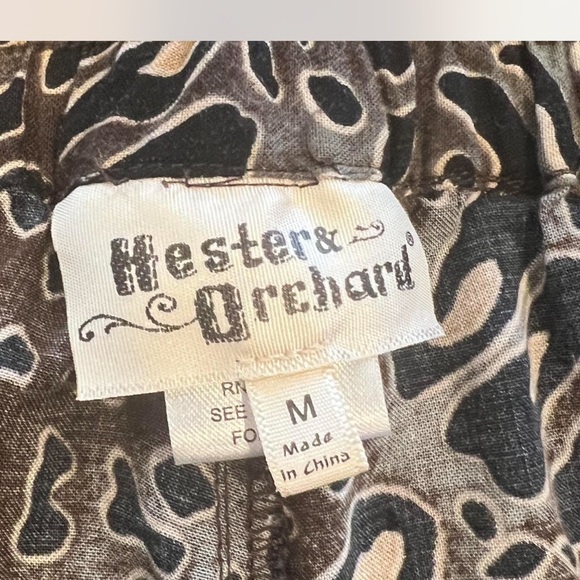 Hester & Orchard M Leopard Print elastic tie waist lightweight casual Pants - Picture 6 of 7